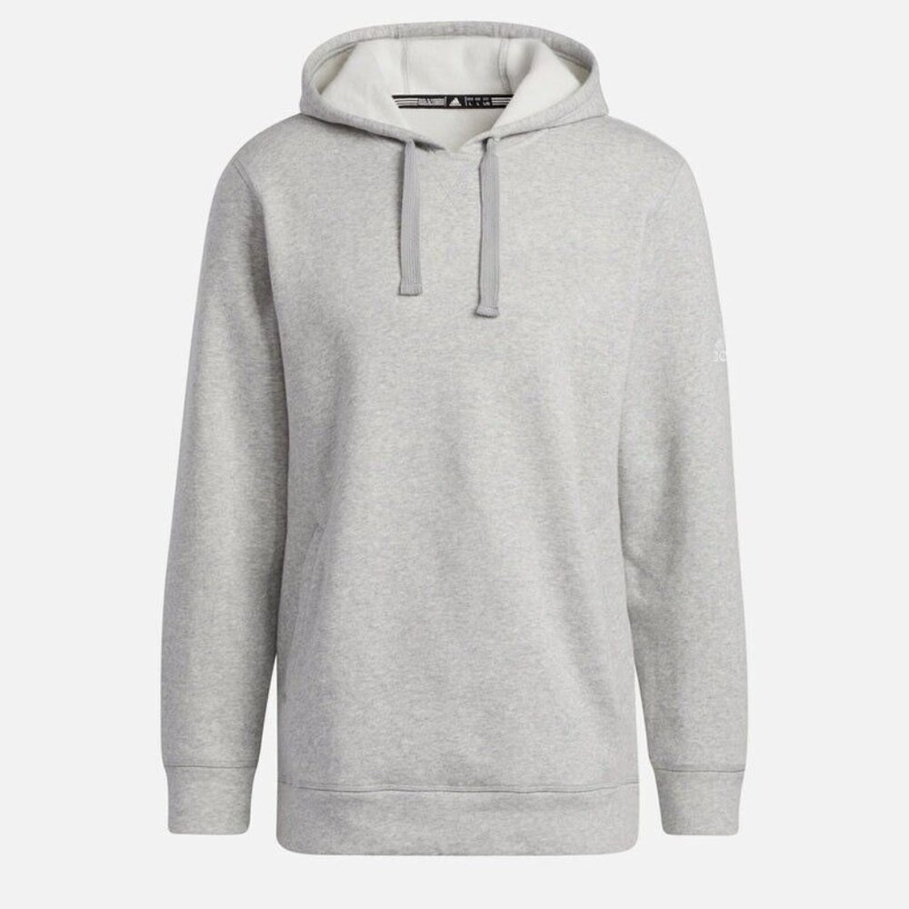 Adidas Fleece Hoodie Men’s Gray Pullover NEW Pocket Athletic Sports Solid